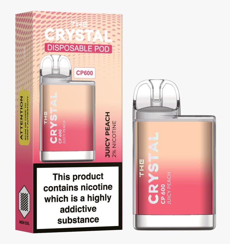 The Crystal CP600  Disposable Vape , Juicy Peach  Box of 10 