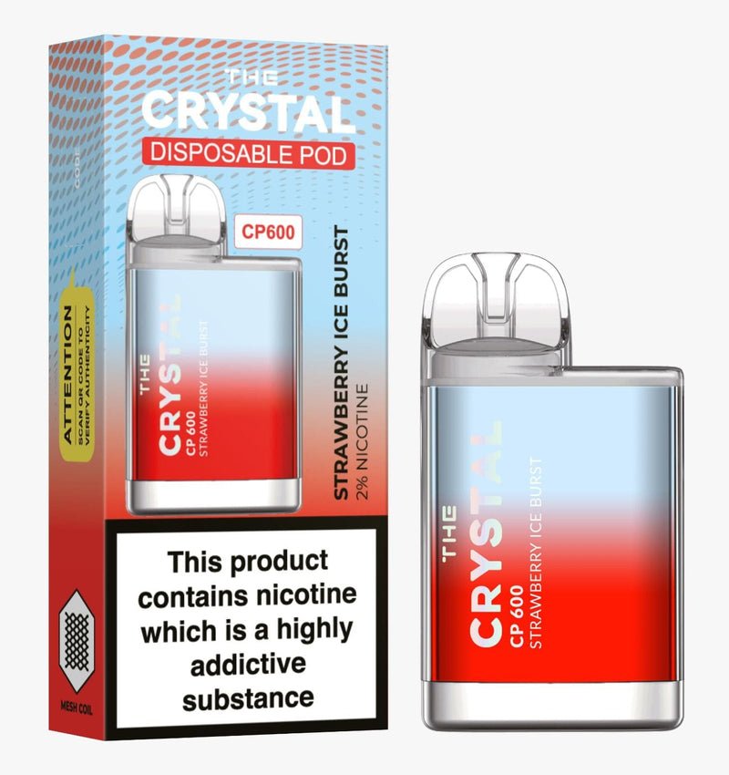 The Crystal CP600  Disposable Vape , Strawberry Ice Burst  Box of 10 